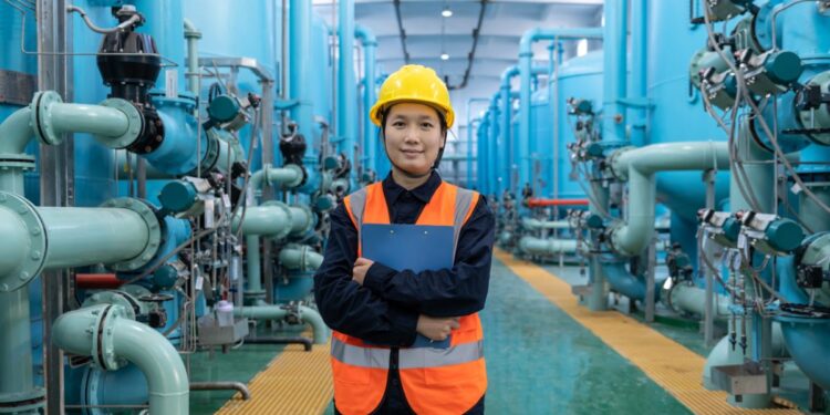 A_woman_rests_beside_a_steaming_indoor_Tokyo_onsen_pool__ - SINwebzine A water engineer inspects membrane filtration equipment at a Singapore water innovation facility